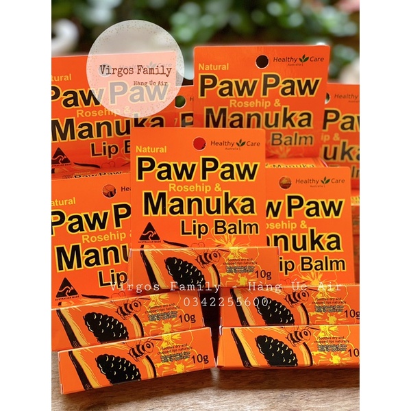 Son dưỡng môi Healthy Care Paw Paw, Rosehip &amp; Manuka Lipbalm 10g