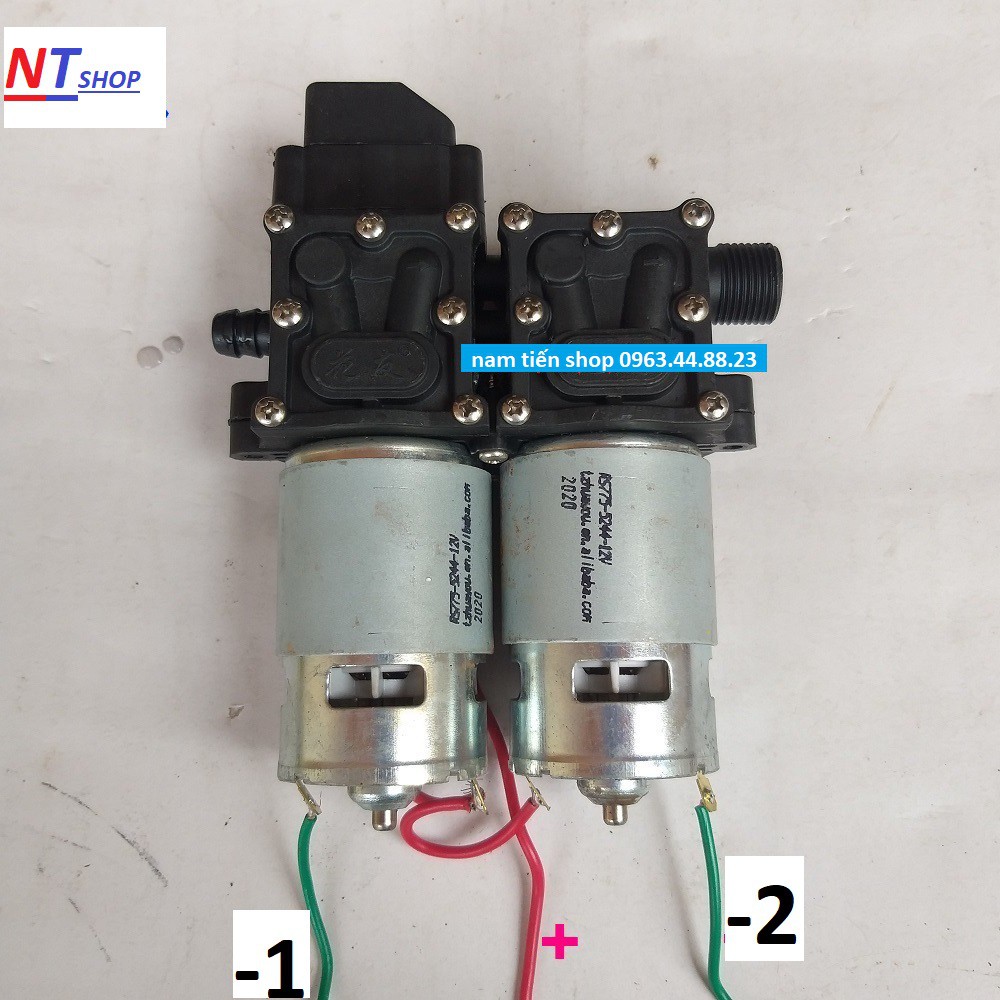 bơm phun sương - bơm tăng áp mini (máy bơm nước 12v-đôi + 2 chuyển ống 8)