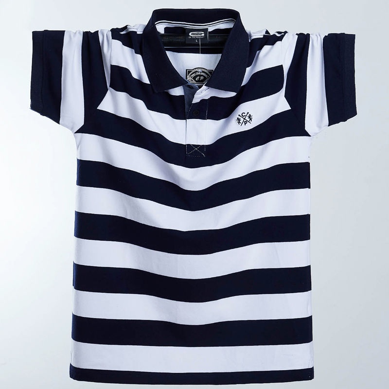 Áo polo tay ngắn dáng rộng họa tiết kẻ sọc có size lớn 6XL cho nam 11.15