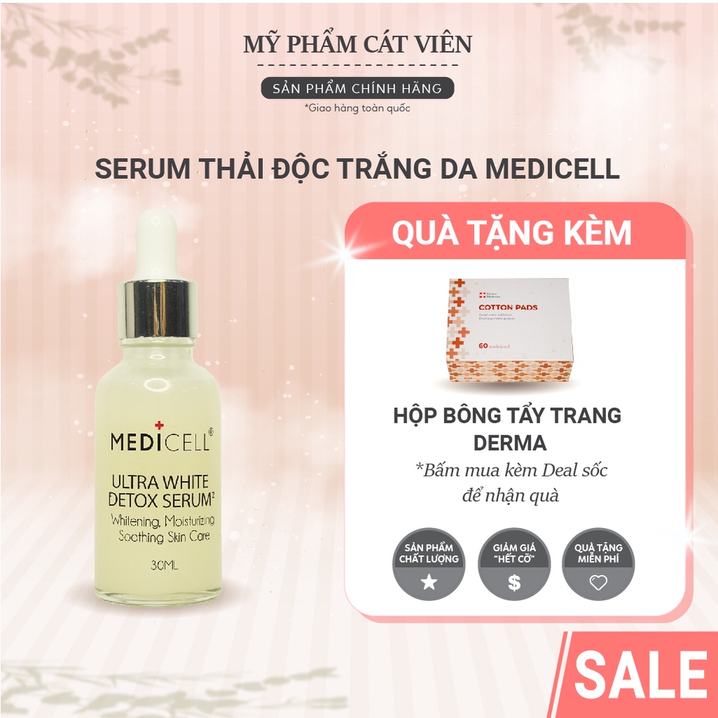 Serum dưỡng trắng thải độc da Medicell, tinh chất dưỡng ẩm mờ thâm sạm Ultra White Detox dành cho mọi loại da