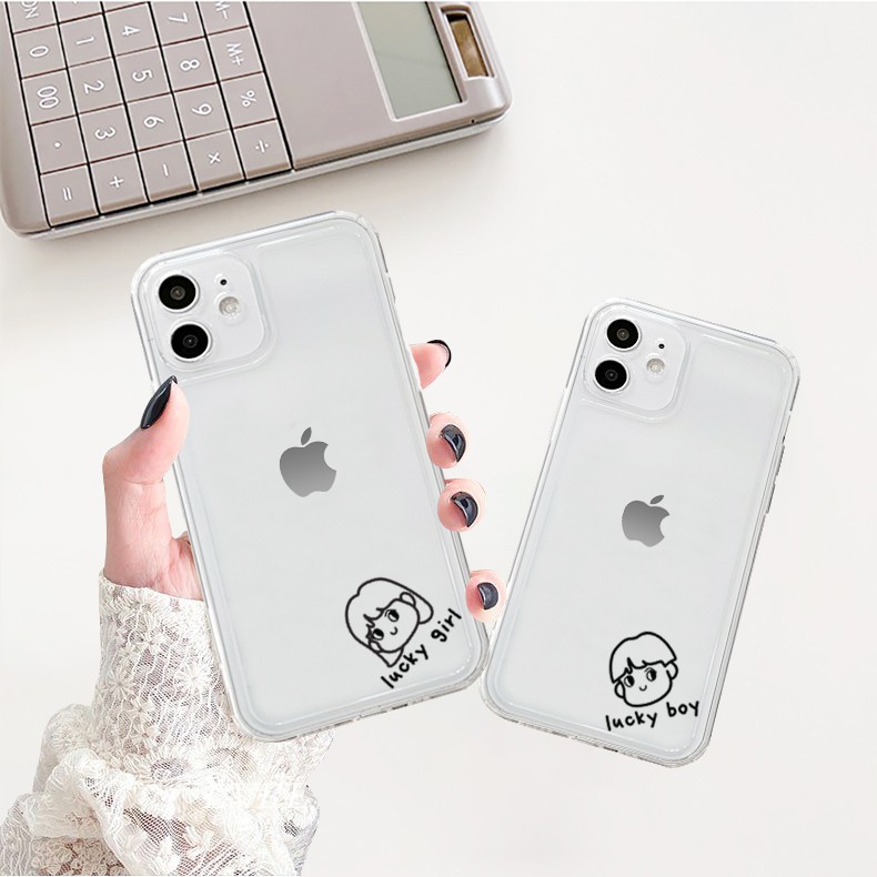Ốp lưng iphone trong cạnh vuông BVC lucky 6splus/7/7plus/8/8plus/x/xr/xs/11/12/pro/max/plus/promax-Awifi F3-1 | BigBuy360 - bigbuy360.vn