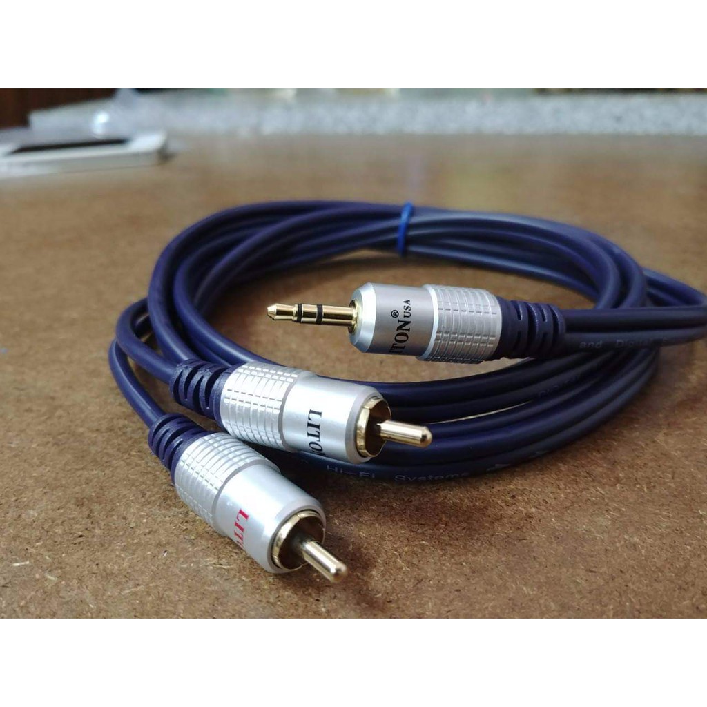 CÁP LOA 1 ĐẦU 3.5 RA 2 AV 1.8m CAO CẤP