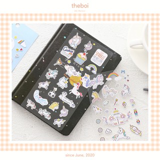 1 tấm sticker kì lân unicorn trang trí sổ