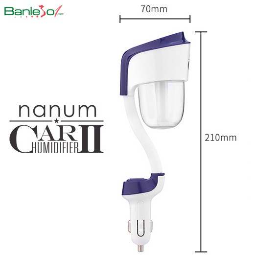 Máy phun sương trên ô tô Nanum Car Humidifier II 2 cổng sạc USB (Xanh-Tím-Đen)