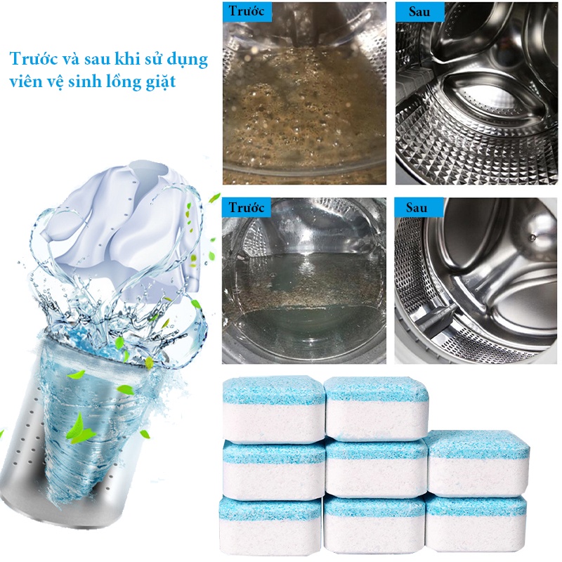 Viên Tẩy Vệ Sinh Lồng Máy Giặt - Diệt Khuẩn - Khử Mốc - Loại Bỏ Chất Cặn Trong Máy Giặt  Hiệu Quả - VVS01 - Gia Dụng Tẹo