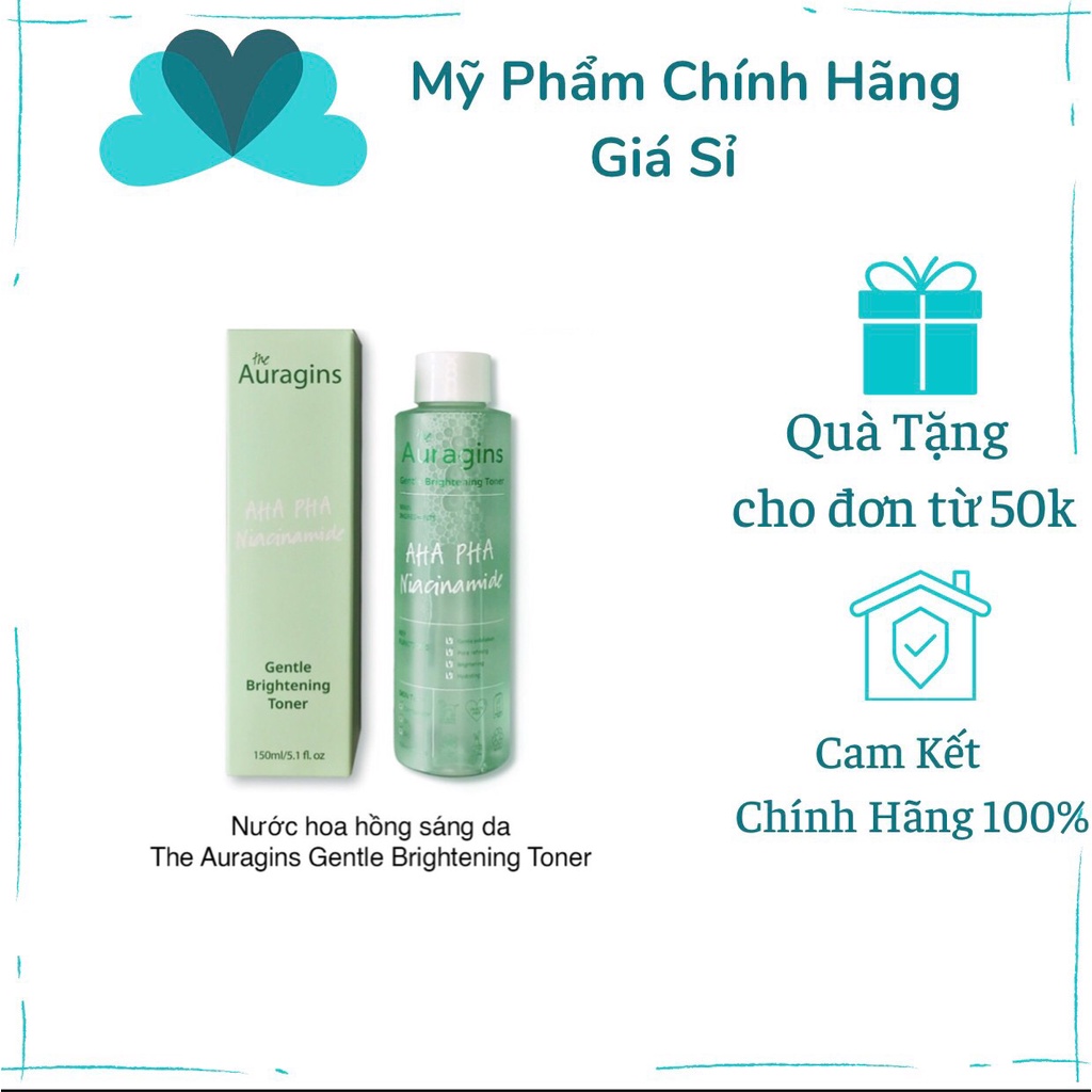 Nước Hoa Hồng Sáng Da, loại bỏ dầu thừa The Auragins Gentle Brightening Toner 150ml