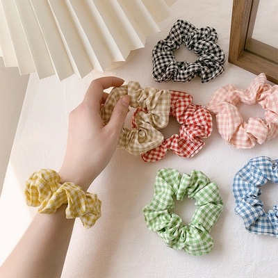 Dây cột tóc scrunchies vải caro hàn quốc đẹp CT04