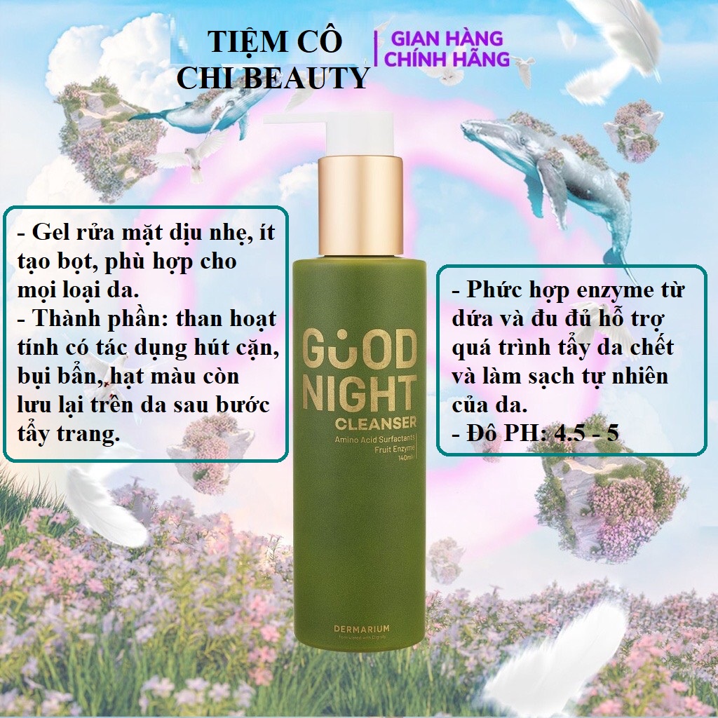 Dermarium Goodnight - Gel Sữa rửa mặt than hoạt tính 140ml