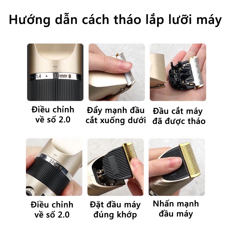 Tông đơ cắt tóc Kalas Tăng đơ cắt tóc không dây cầm tay người lớn trẻ em cho bé công suất lớn tặng kèm phụ kiện HB88