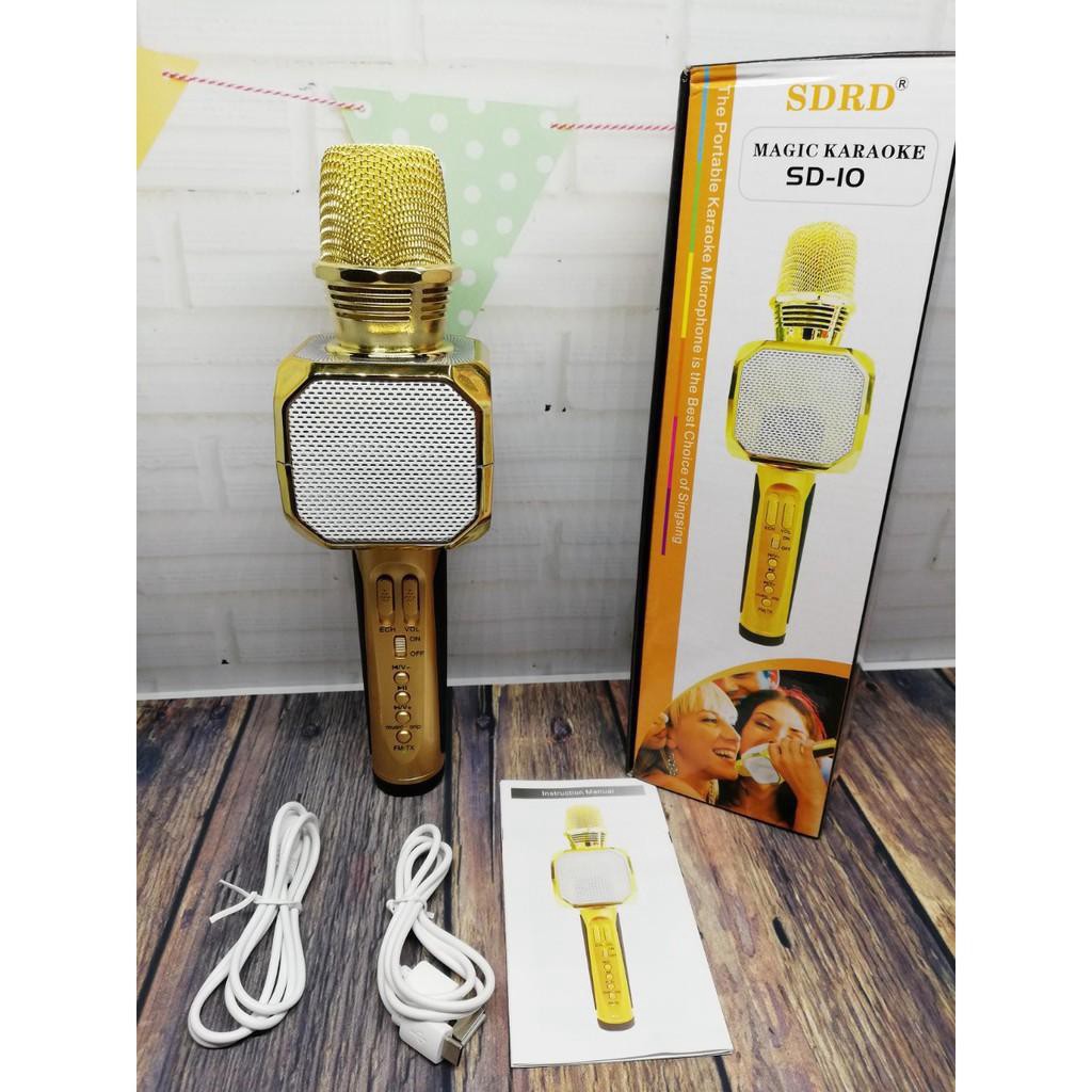 Micro Karaoke SD-10 2 loa kết nối bluetooth với điện thoại, máy tính bảng - Micro Karaoke Bluetooth kèm loa SDRD SD-10