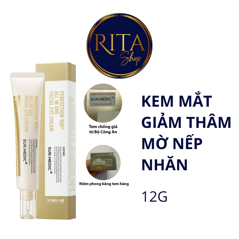 Kem dưỡng Sur Medic giảm thâm mắt, làm mờ nếp nhăn chống lão hóa All In One Facial Eye Cream