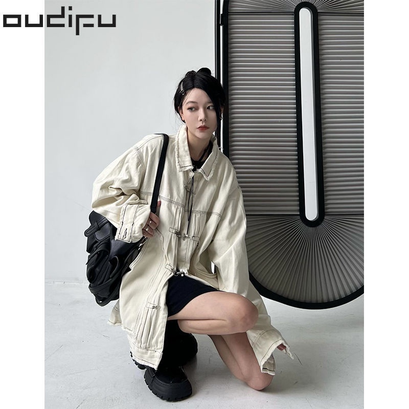 Áo Khoác Cardigan Cổ Bẻ Dáng Rộng Cài Khóa Kim Loại Kiểu Retro Thời Trang Cho Các Cặp Đôi