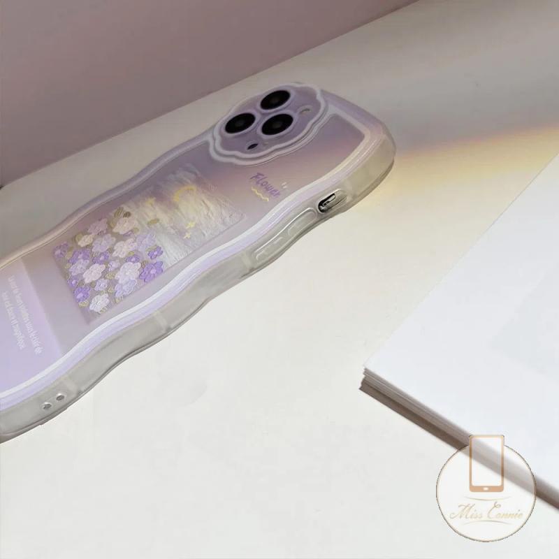 Ốp Điện Thoại Mềm Hình Hoa Tím Cho iPhone 11 12 13 Pro MAX XR 6 6s 7 8 Plus SE 2020 X XS MAX