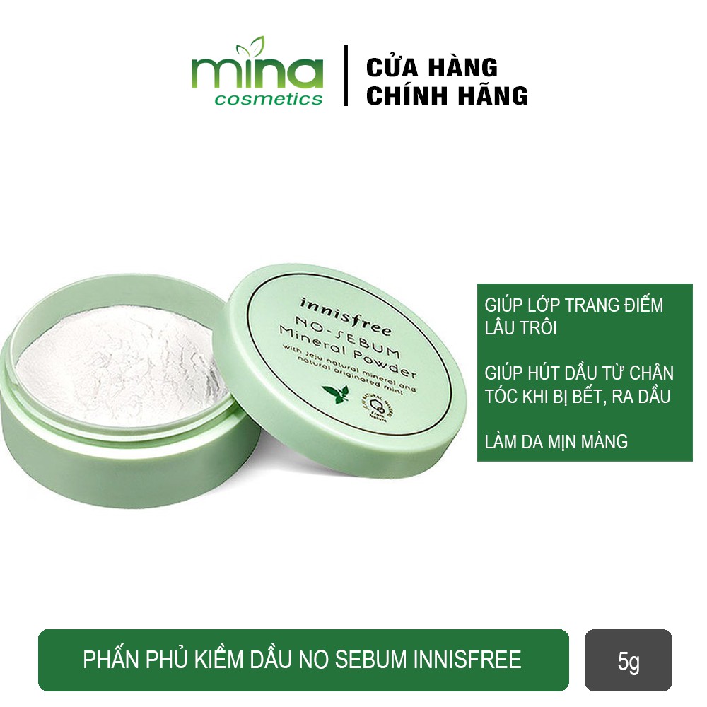 Phấn phủ kiềm dầu dạng bột khoáng Innisfree No Sebum Mineral Powder 5g | BigBuy360 - bigbuy360.vn
