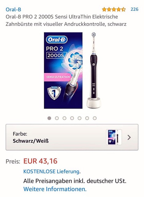[Mã 255FMCGSALE giảm 8% đơn 500K] Bàn chải điện oral-b Pro 2 2000s Pro 3 3000, Pro 1 700 Oral b chính hãng made in Đức