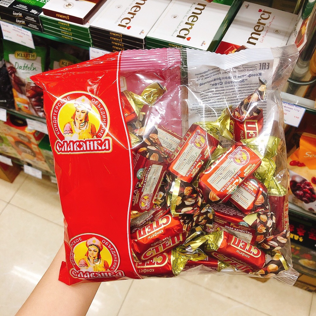 Kẹo Socola CTEN hàng Nga -  hạnh nhân,  đậu phộng - 500g - Nội địa Nga