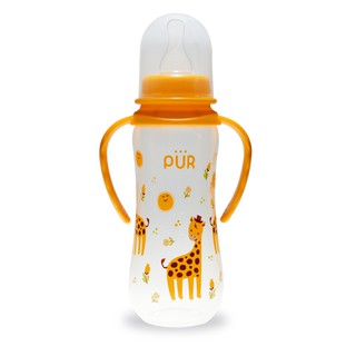 Bình sữa PP cổ thường có quai Pur 250ml, có sẵn 1 núm size L trong bình