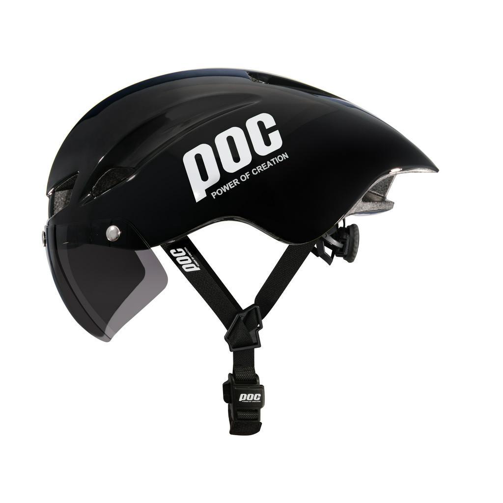 Nón Bảo Hiểm Thể Thao Nhập Khẩu Cao Cấp POC 01 Đen Bóng Chữ Trắng Cực Đẹp Và Cá Tính, Kèm Bộ Lót + Túi Đựng