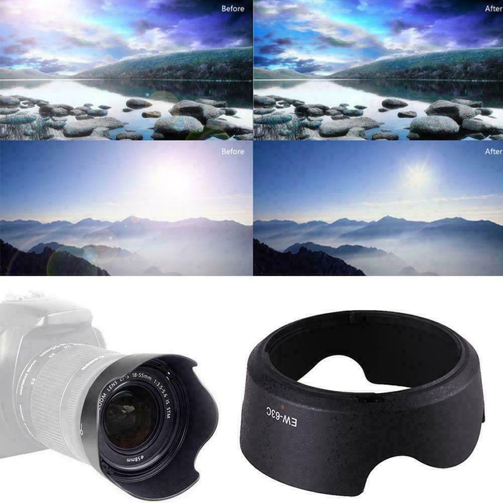 1PC Black ABS Lens Hood EW-63C EW63C For Canon EF-S lens hood camera STM le K5A4