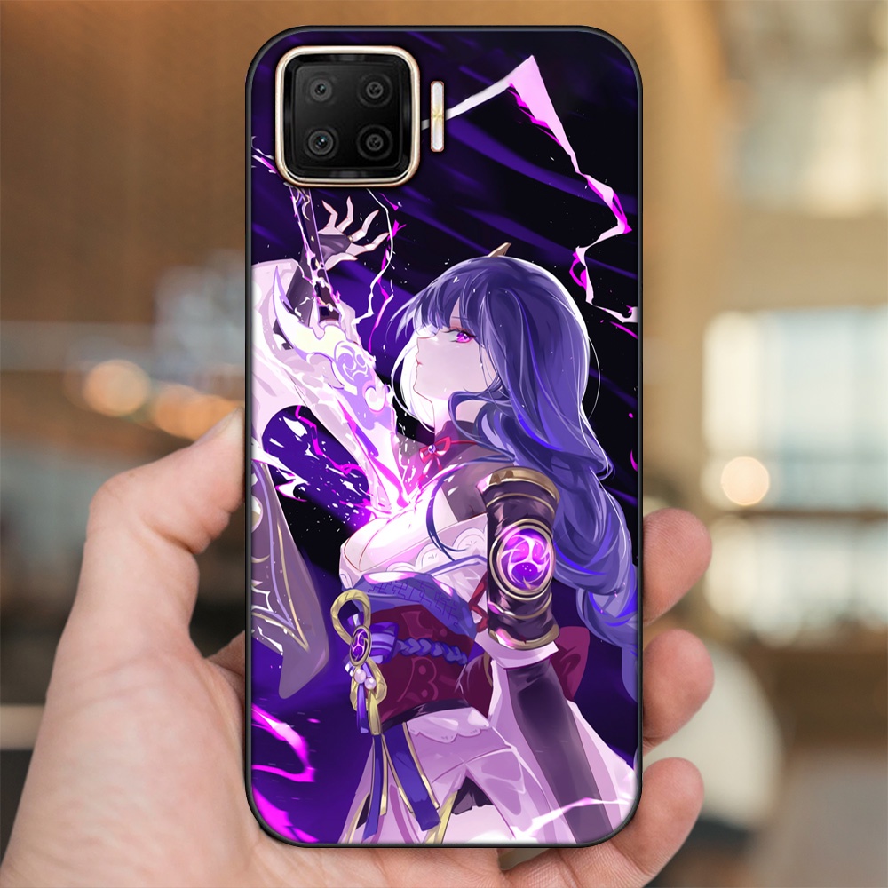 Ốp lưng Oppo A73, A93 4G viền đen in hình Raiden Shogun Genshin Impact