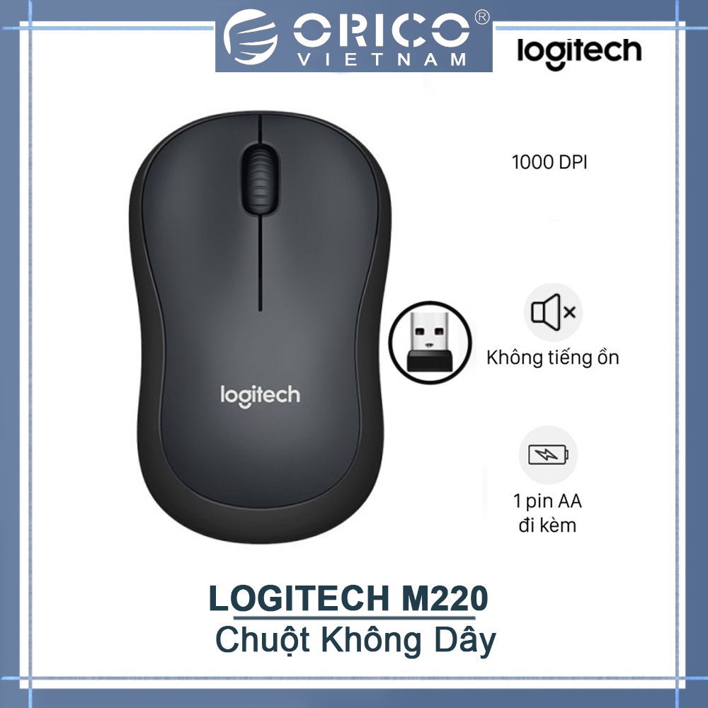 Chuột Không Dây Logitech M220 BK (Không Tiếng Ồn) Bảo Hành 12 Tháng