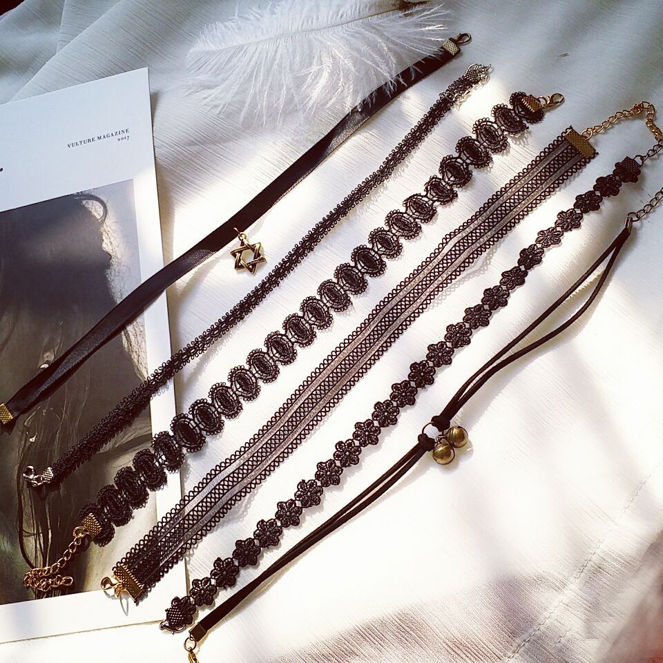 Vòng Cổ choker Dây Đen Phong Cách gothic