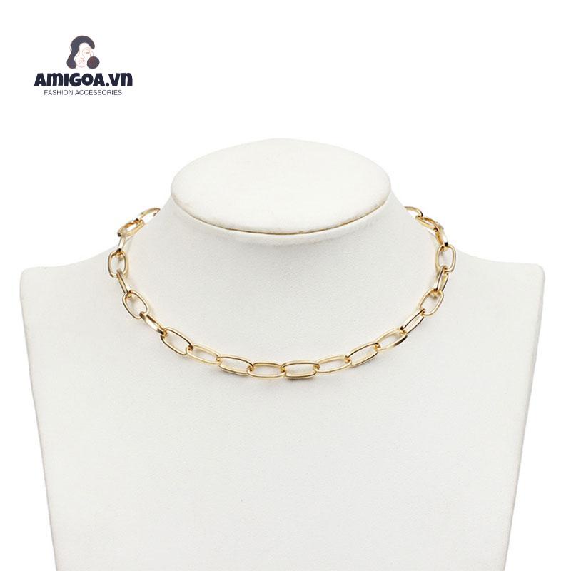 Vòng cổ Kim Loại Ngắn Phong Cách Punk Cổ Điển