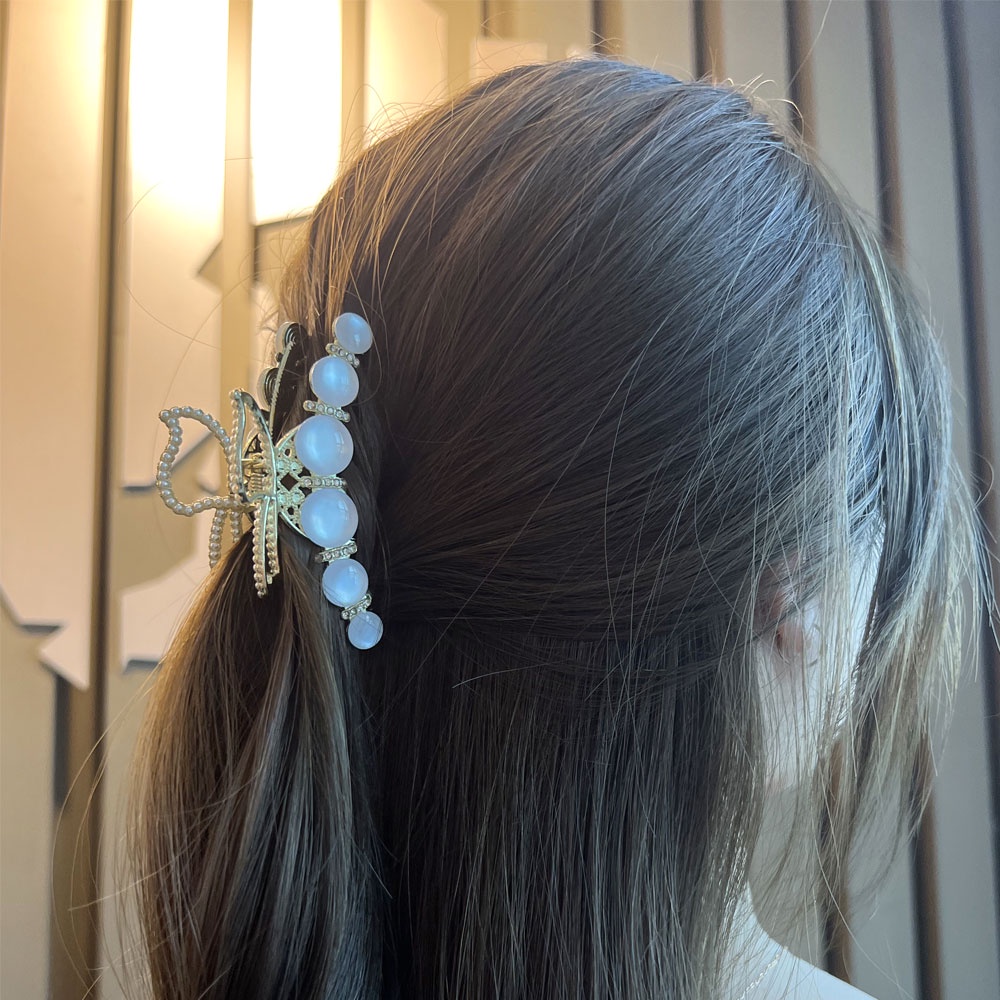 Kẹp Tóc Hình Nơ Đính Ngọc Trai / Đá Opal / Kẹp Tóc Càng Cua / Kẹp Tóc Thời Trang Thanh Lịch Cho Nữ