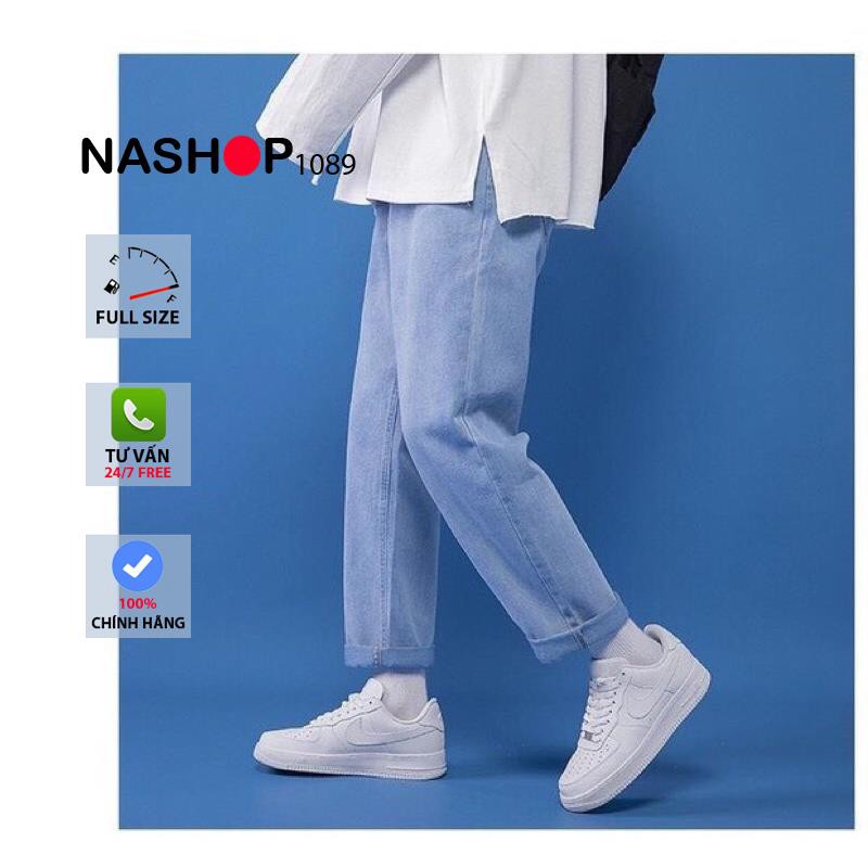 Quần jean bò baggy nam nữ ống suông rộng Unisex hàng Quảng Châu phong cách Hàn Quốc sành điệu style năm 2021 nashop 1089