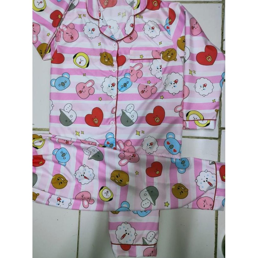 Bộ Đồ Ngủ Pijama In Hình Bt21 Dễ Thương Cho Bé Từ 2-3 Tuổi