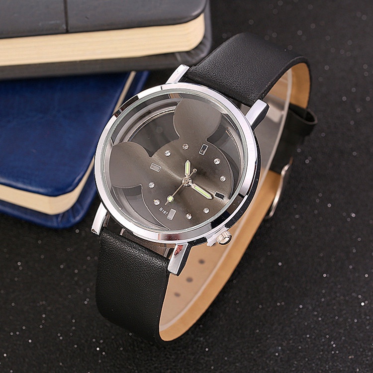 LWCC 147 Đồng hồ đeo tay mặt hình chuột hoạt hình đáng yêu dành cho trẻ em