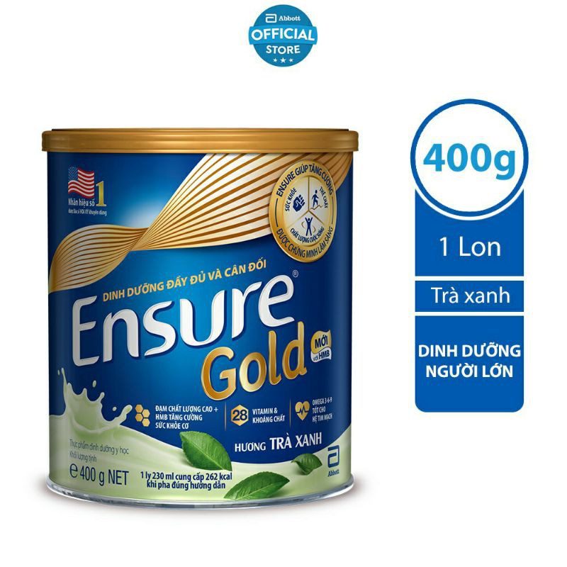 Sữa bột Ensure Gold 400g hương trà xanh