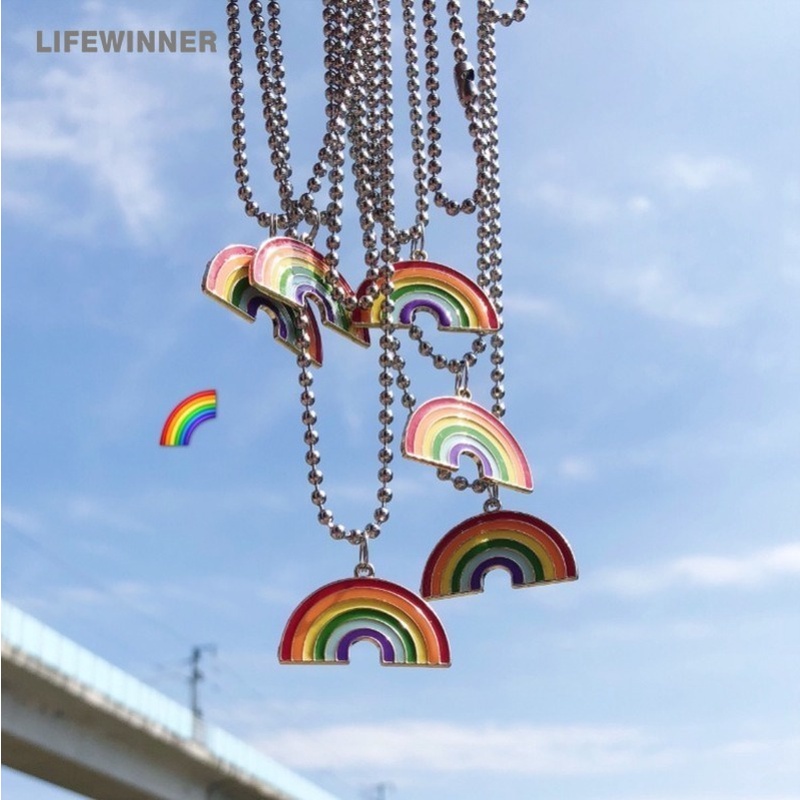 vòng cổ Mặt Cầu Vồng Bằng Thép Không Gỉ