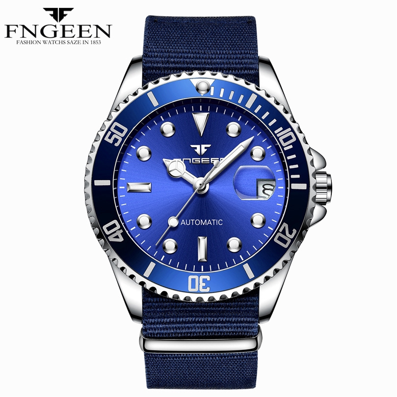 Đồng hồ FNGEEN 9001 máy cơ tự động thiết kế dây đeo canvas hợp thời trang