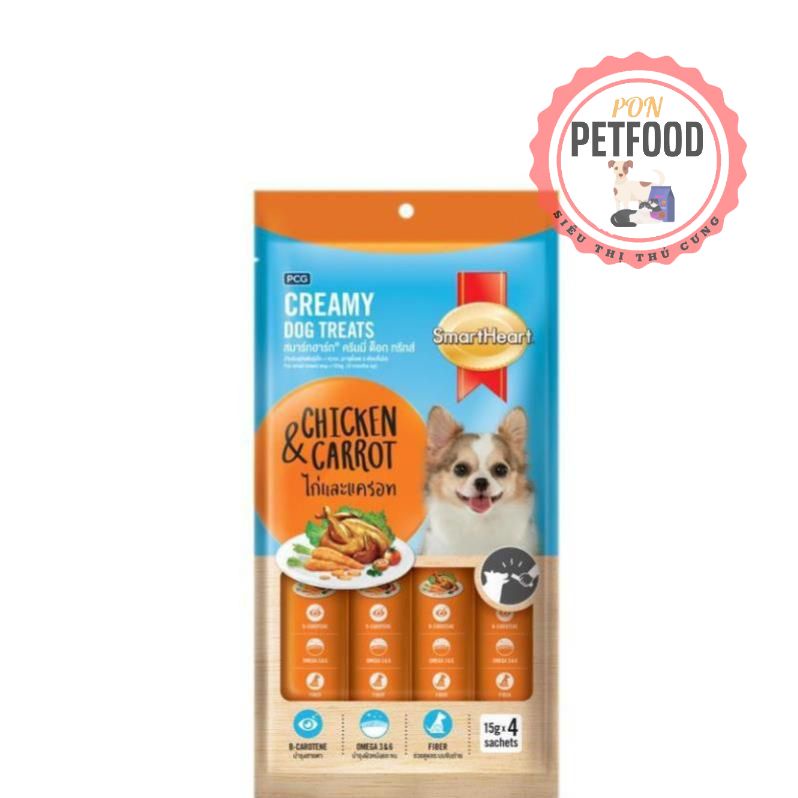 CREAMY DOG (GÓI 4 THANH 15gr) 4 vị pate cho chó dạng thanh thức ăn mềm súp thưởng chó