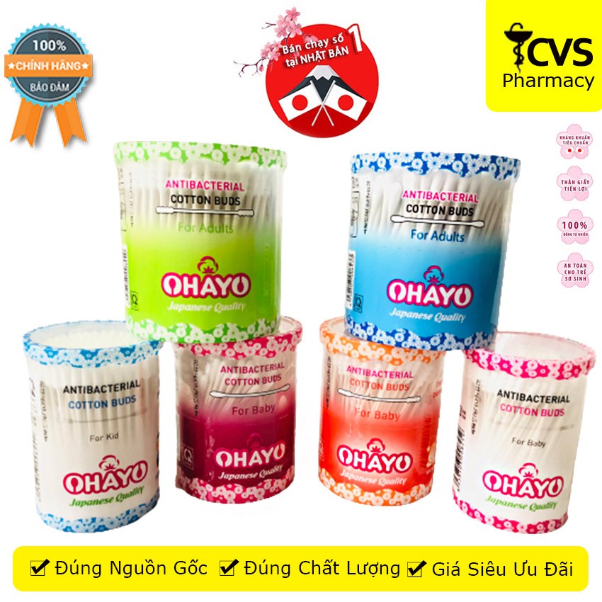 [TỔNG HƠP] Tăm Bông Cao Cấp OHAYO - Dành Cho Trẻ Em, Người Lớn - cvspharmacy