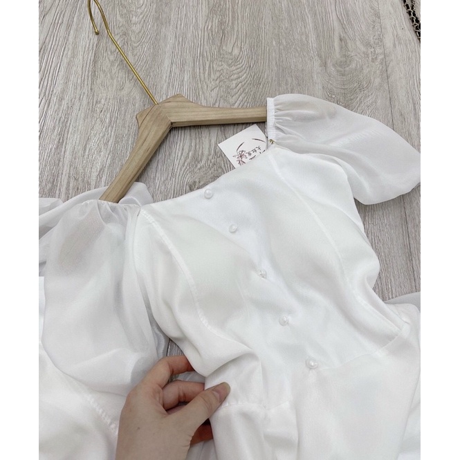 Váy Voan Trắng Dáng Dài Đính Ngọc Dáng Xoè Đi Tiệc , Chụp Kỷ Yếu