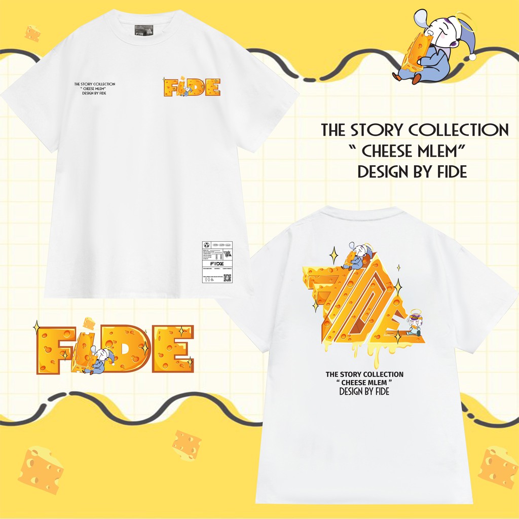 Áo thun tay lỡ FIDE phông unisex nam nữ Signature Cotton oversize form rộng ulzzang Cheese Mlem