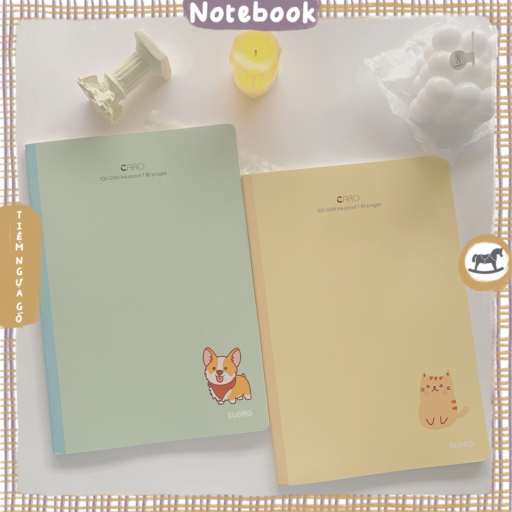 Combo 3 Vở B5 Ruột Caro Grid 80 Trang Klong 100 gsm Sổ Ghi Chép Học Tập - Tiệm Ngựa Gỗ