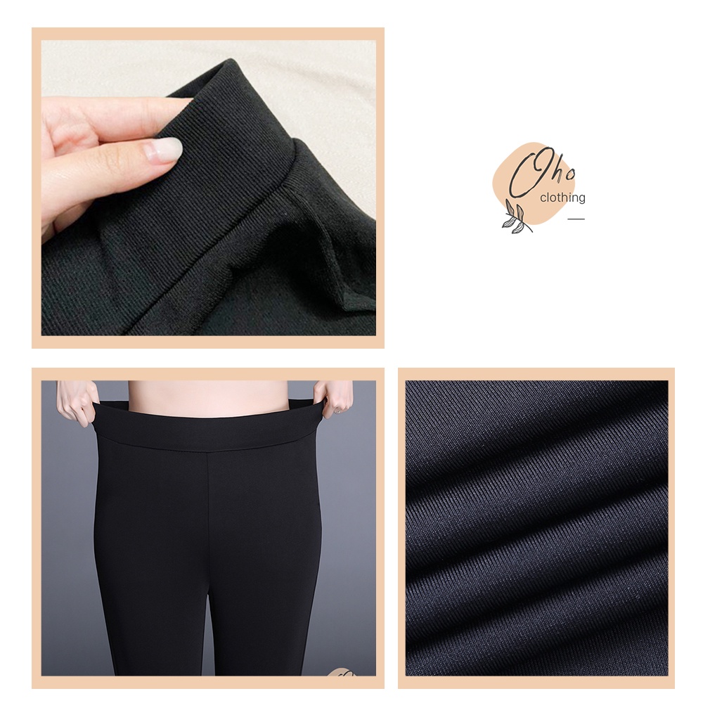 Quần ống loe nhẹ nữ cạp cao siêu hack dáng legging dáng dài đen cá tính VENUSA Q001