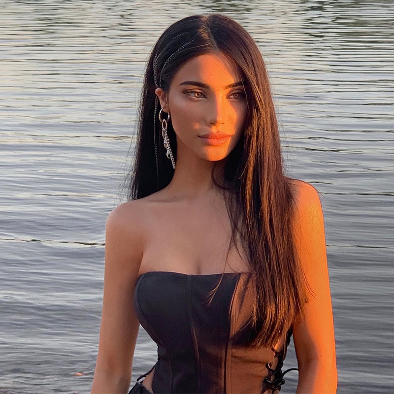 KLALIEN Áo ống sát nách màu trơn phong cách quyến rũ cho nữ