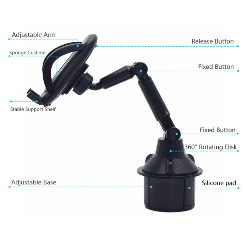 Giá Đỡ Điện Thoại / Cốc Nước Trên Xe Hơi Có Thể Điều Chỉnh Góc Độ Kích Thước 3.5-7 Inch