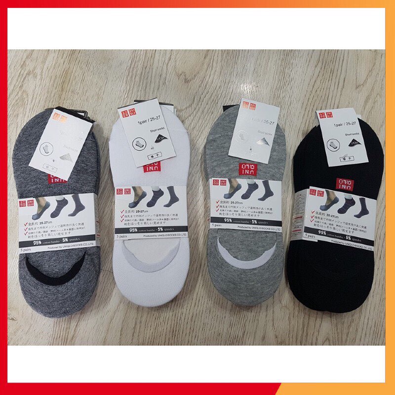 TẤT NAM UNI COMBO 5 ĐÔI TẤT HÀI COTTON - mắt cá chân kháng khuẩn khử mùi thoáng khí
