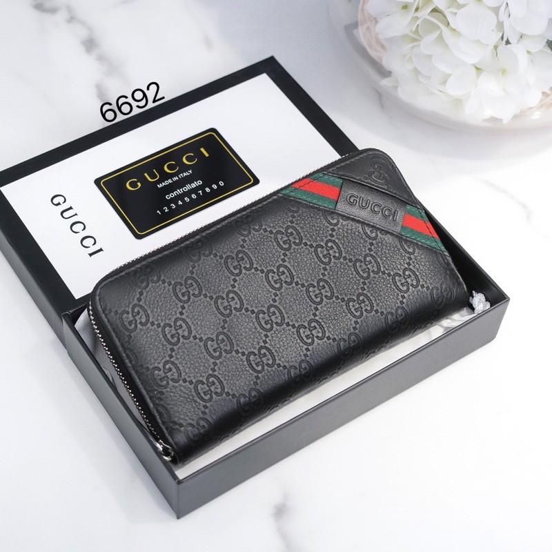 ví dài kéo khoá Gucci GG da thật cao cấp cho nam