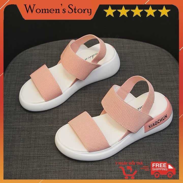 Sandal nữ quai ngang đế siêu nhẹ 3cm Tặng MASK dưỡng ẩm da- Dép nữ mùa hè dáng thể thao chắc chắn cực kì êm chân