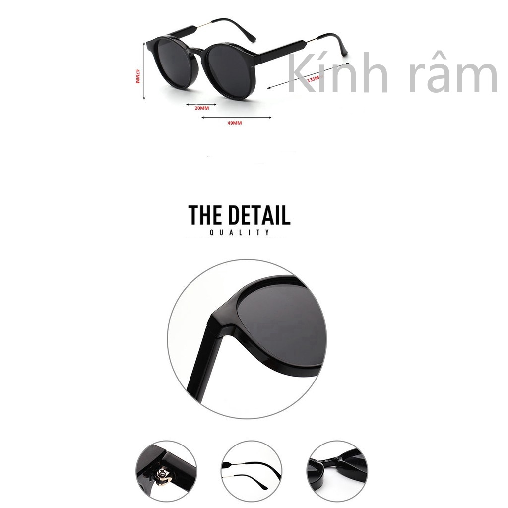 Kính mát gọng tròn tráng gương cho nữ