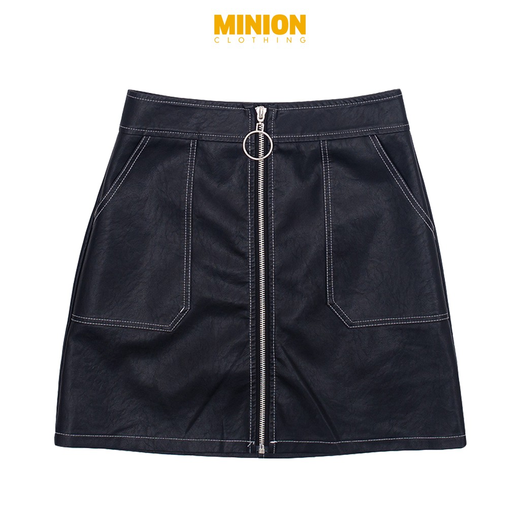 Chân váy da Minion Clothing, dài trên gối, chữ A, phong cách Ulzzang Streetwear V2805 | BigBuy360 - bigbuy360.vn