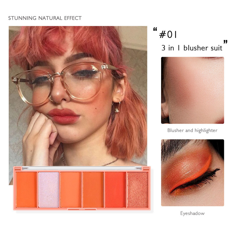 Bảng Phấn Má Hồng Kiss Beauty 6 Màu Tông Cam Nude Độ Bóng Cao | BigBuy360 - bigbuy360.vn