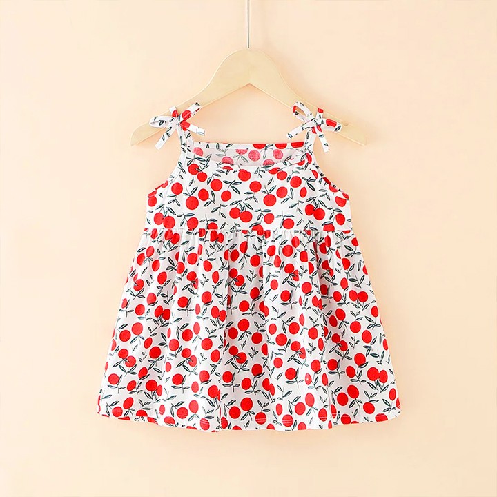 Đầm 2 dây cho bé gái 8-22kg, Váy 2 dây chất thô mềm nhẹ mát họa tiết tươi sáng siêu hot hit mùa hè Baby-S – SD084