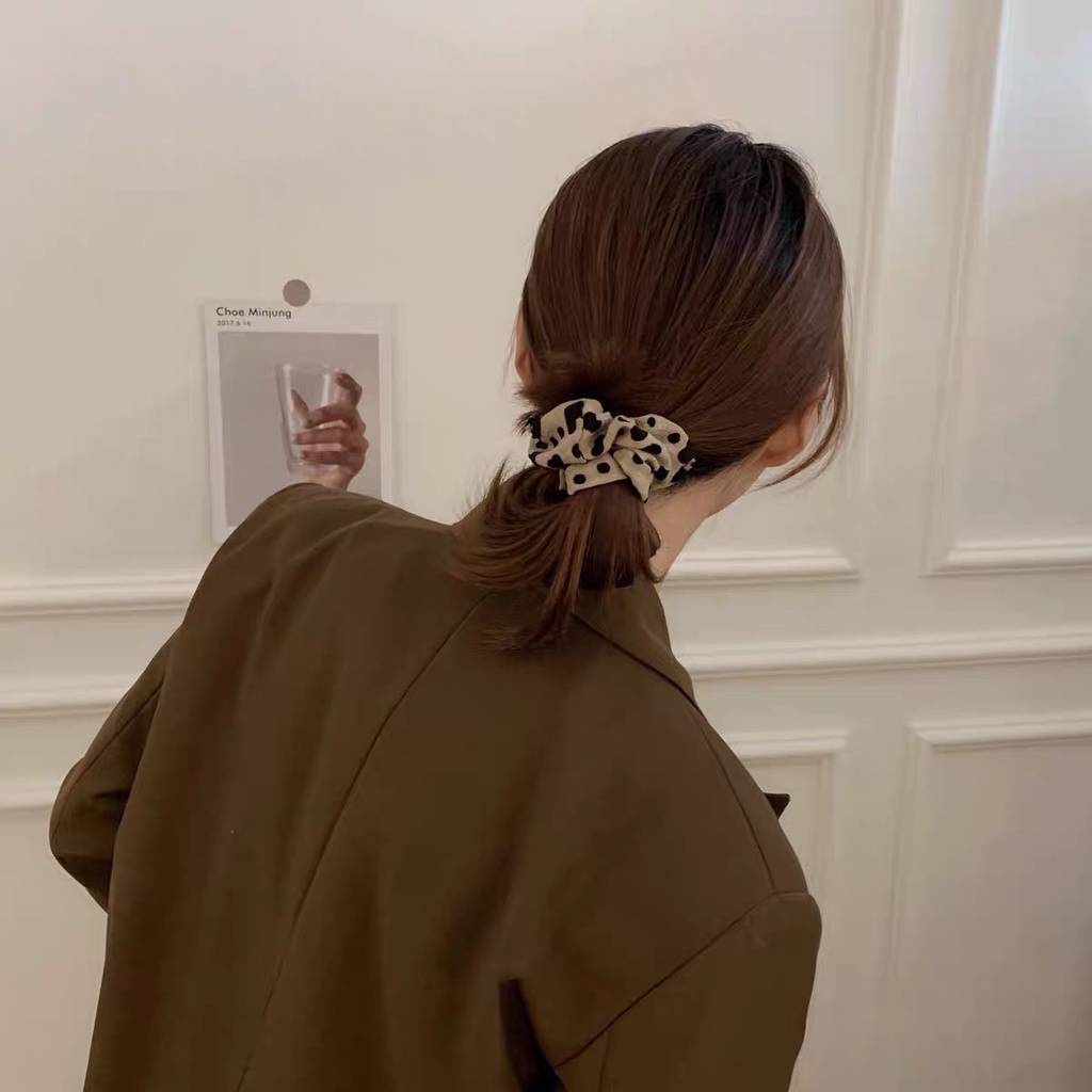 Cột Tóc Vải Scrunchies Họa Tiết Kẻ Và Hoa, Dây Buộc Tóc Scrunchies Sắc màu